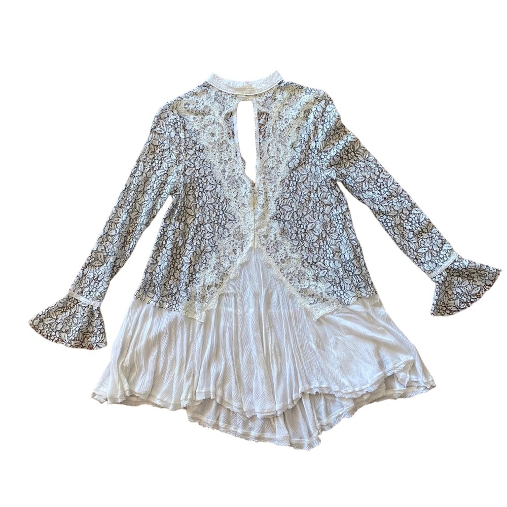 FREE PEOPLE Lace Long Sleeve Tunic Fairy Boho Medium